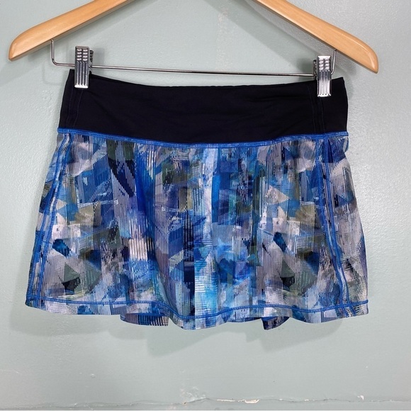 Lululemon‎ Pace Rival Skort Skirt Blue Camo Tennis Athletic Sz 4 - Picture 1 of 4